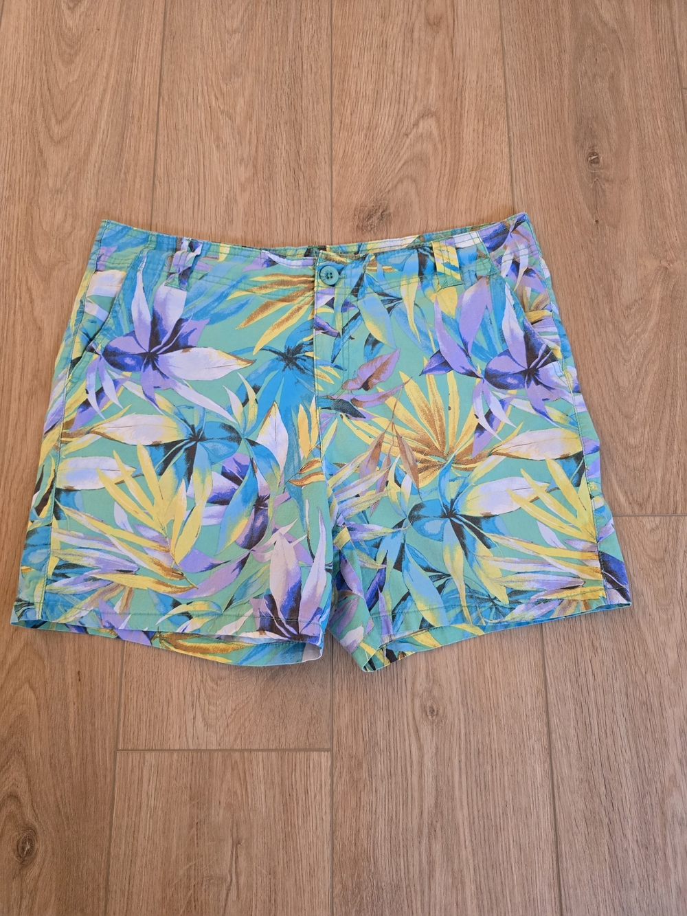 fresh Women's Tropical Print Shorts - Teal, Yellow, Purple
